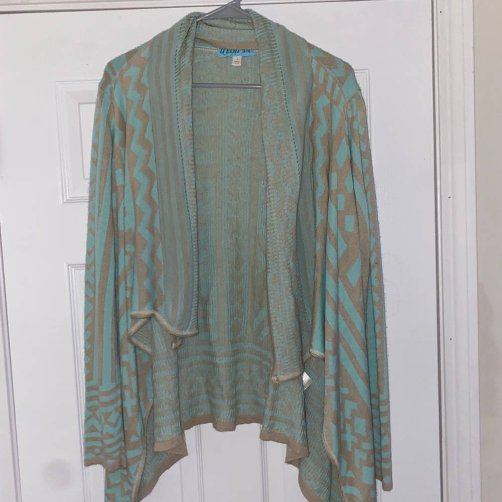 teal cardigan